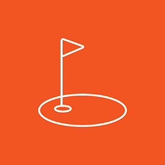 Image showing Golf hole with flag line icon.