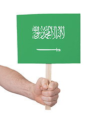 Image showing Hand holding small card - Flag of Saudi Arabia