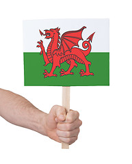 Image showing Hand holding small card - Flag of Wales