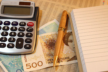 Image showing Calculator and money