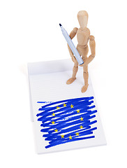 Image showing Wooden mannequin made a drawing - European Union