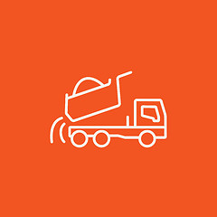 Image showing Dump truck line icon.