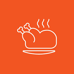 Image showing Baked whole chicken line icon.