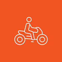 Image showing Man riding motorcycle line icon.