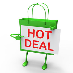 Image showing Hot Deal Bag Represents Bargains and Discounts