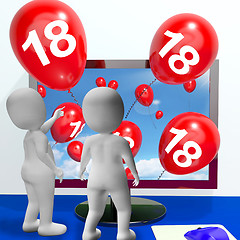 Image showing Number 18 Balloons from Monitor Show Online Invitation or Celebr