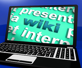 Image showing Wiki Laptop Shows Websites Knowledge Education Or Encyclopedia O