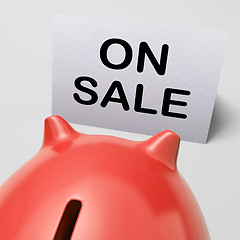 Image showing On Sale Piggy Bank Means Special Promo And Reduced Price