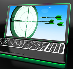 Image showing Arrows Aiming On Laptop Showing Extreme Accuracy