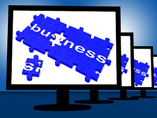 Image showing Business On Monitors Shows Corporation Transactions