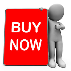 Image showing Buy Now Character Tablet Showing Buy And Purchase Immediately