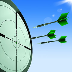 Image showing Arrows Aiming Target Shows Hitting Goals