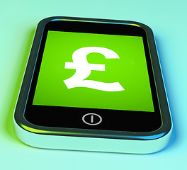 Image showing Pound Sign On Phone Shows British Money Gbp