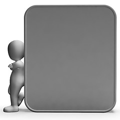 Image showing Character Leaning On Blank Board Allows Message Or Presentation