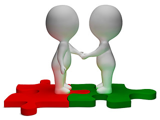 Image showing Shaking Hands 3d Characters Shows Partners And Friendship