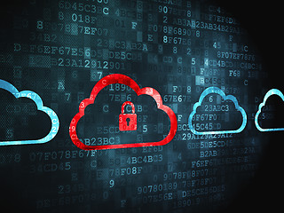 Image showing Cloud computing concept: Cloud With Padlock on digital background