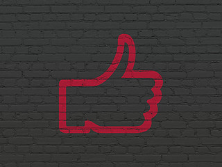 Image showing Social network concept: Thumb Up on wall background