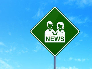 Image showing News concept: Anchorman on road sign background