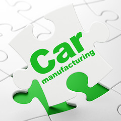 Image showing Manufacuring concept: Car Manufacturing on puzzle background