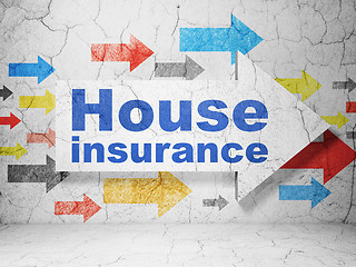 Image showing Insurance concept: arrow with House Insurance on grunge wall background