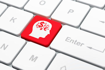 Image showing Studying concept: Head With Finance Symbol on computer keyboard background