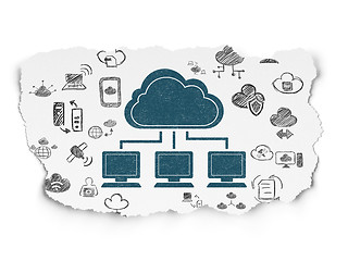 Image showing Cloud technology concept: Cloud Network on Torn Paper background