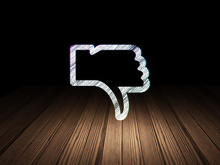 Image showing Social media concept: Thumb Down in grunge dark room