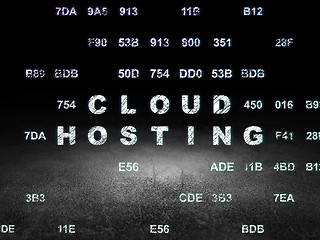 Image showing Cloud technology concept: Cloud Hosting in grunge dark room