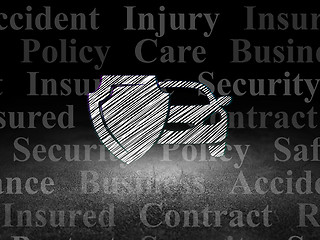 Image showing Insurance concept: Car And Shield in grunge dark room