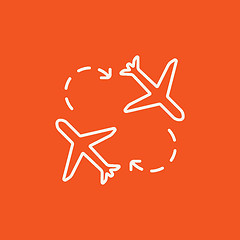 Image showing Airplanes line icon.