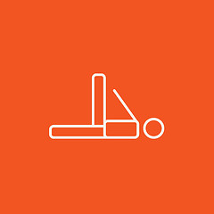 Image showing Man making exercises line icon.