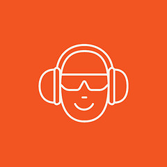 Image showing Man in headphones line icon.