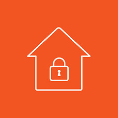 Image showing House with closed lock line icon.