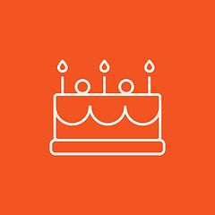 Image showing Birthday cake with candles line icon.