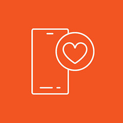 Image showing Smartphone with heart sign line icon.