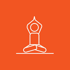 Image showing Man meditating in lotus pose line icon.