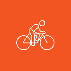 Image showing Man riding  bike line icon.