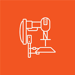 Image showing Industrial automated robot line icon.