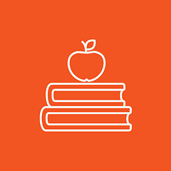 Image showing Books and apple on top line icon.