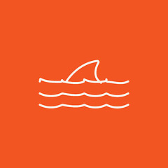 Image showing Dorsal shark fin above water line icon.