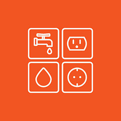 Image showing Utilities signs electricity and water line icon.