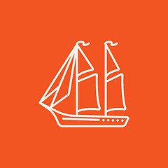 Image showing Sailboat line icon.