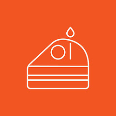 Image showing Slice of cake with candle line icon.