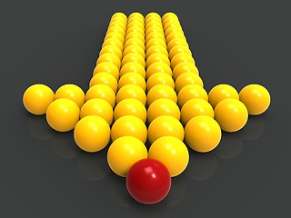 Image showing Leading Metallic Balls In Arrow Showing Leadership