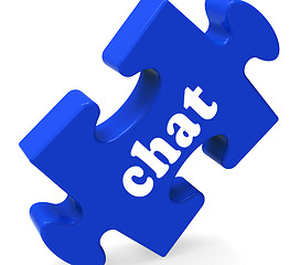 Image showing Chat Jigsaw Shows Chatting Typing Or Texting