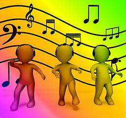 Image showing Colorful Characters With Headphones Listening To Music Disco And