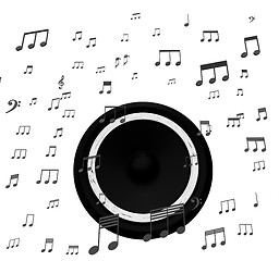 Image showing Speaker And Music Notes Shows Soundtrack Disco Or Concert