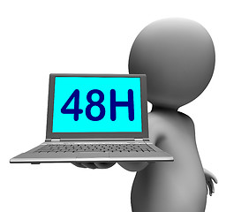 Image showing Forty Eight Hour Laptop Character Shows 48h Delivery Or Service