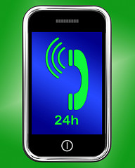 Image showing Twenty Four Hour On Phone Shows Open 24h