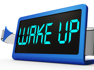 Image showing Wake Up Clock Message Means Awake And Rise